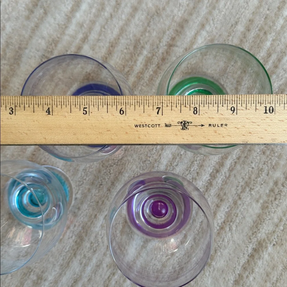 Vintage Set of 4 Colony Calypso Multi Color Drinking Glasses Cocktail Tumblers